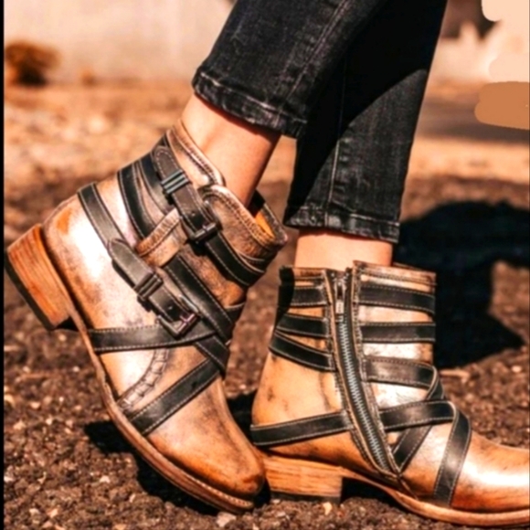 NEW Freebird Redmond NIB Ankle Boots Moto Western Bohemian Booties Harness Fall - Picture 3 of 16